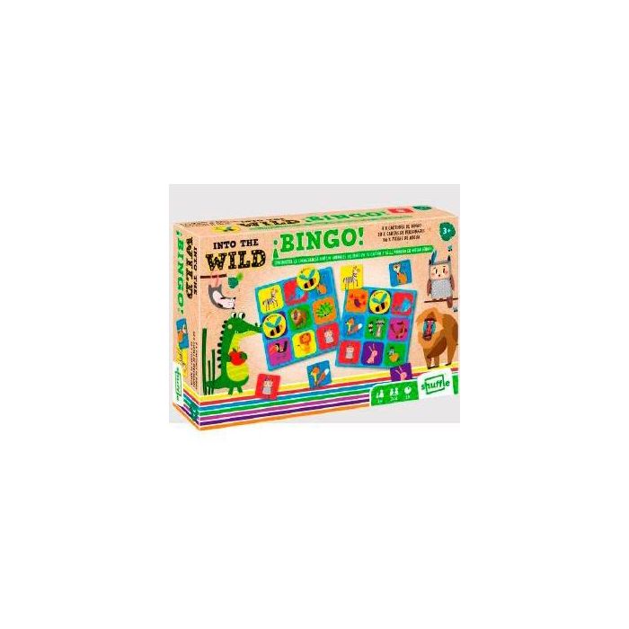 Shuffle juego de bingo animales salvajes para niños +3 años