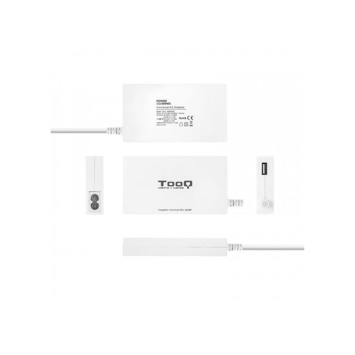 TooQ Cargador automático universal slim multi tensión para portátil 100W con USB 2A y 9 conectores 3