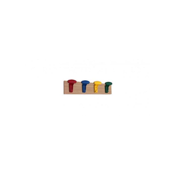 Mobeduc Perchero en línea de melamina de haya, 4 perchas de colores, 600646/4H18 Mobeduc Perchero en línea de melamina de haya, 4 perchas de colores, 600646/4H18