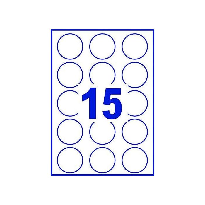 Caja 250 Etiquetas Blancas Removibles- Multiufunción Redonda 51Mm - 15 Etiquetas por Hoja Avery L4853REV-25 1