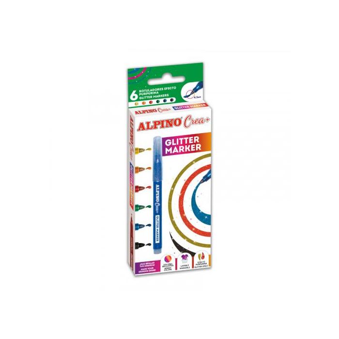Set Crea Glitter Marker Rotulador con Purpurina para Decorar Alpino AR000178