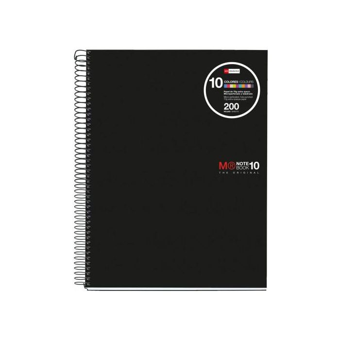 Cuaderno Espiral Nb-10 A4 200 Hojas 5X5Mm Polipropileno Negro Miquelrius 47009 2