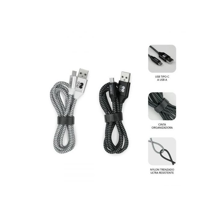 Subblim Pack 2 Cables Usb Tipo Usb-C-A 3.0 1 M Black/Silver 1