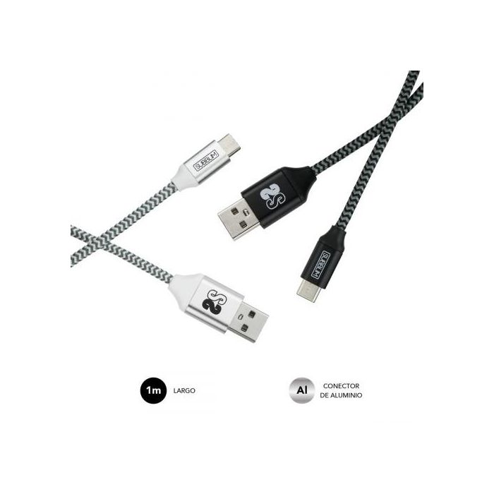 Subblim Pack 2 Cables Usb Tipo Usb-C-A 3.0 1 M Black/Silver 2
