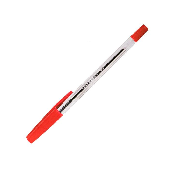 Boligrafo Transparente Q-Connect Rojo Medio Kf26041 50 unidades 3