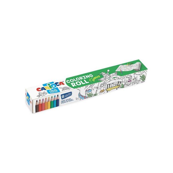Set Coloring Roll Jungle + 8 Pencils Carioca 42978