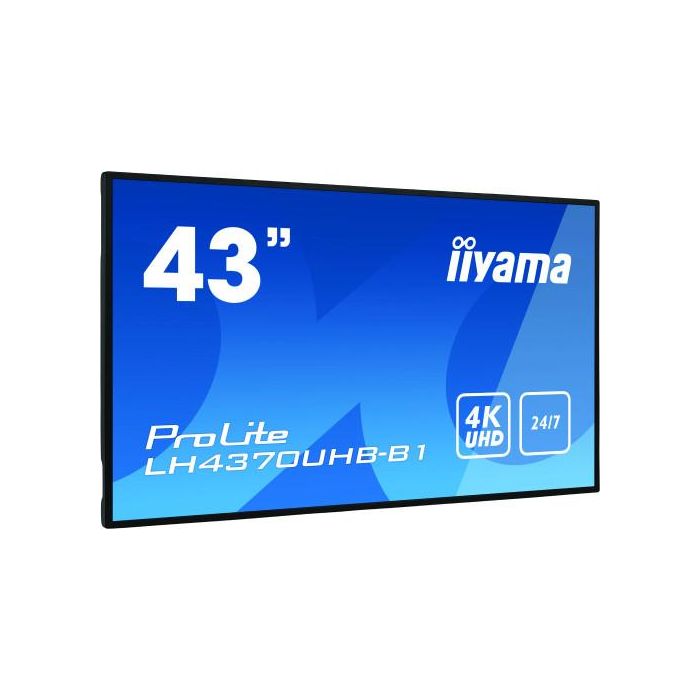 iiyama LH4370UHB-B1 pantalla de señalización Pantalla plana para señalización digital 108 cm (42.5") VA 4K Ultra HD Negro Procesador incorporado Android 9.0 2