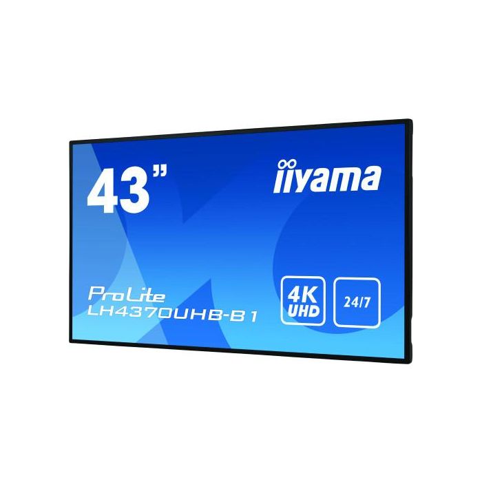 iiyama LH4370UHB-B1 pantalla de señalización Pantalla plana para señalización digital 108 cm (42.5") VA 4K Ultra HD Negro Procesador incorporado Android 9.0 4