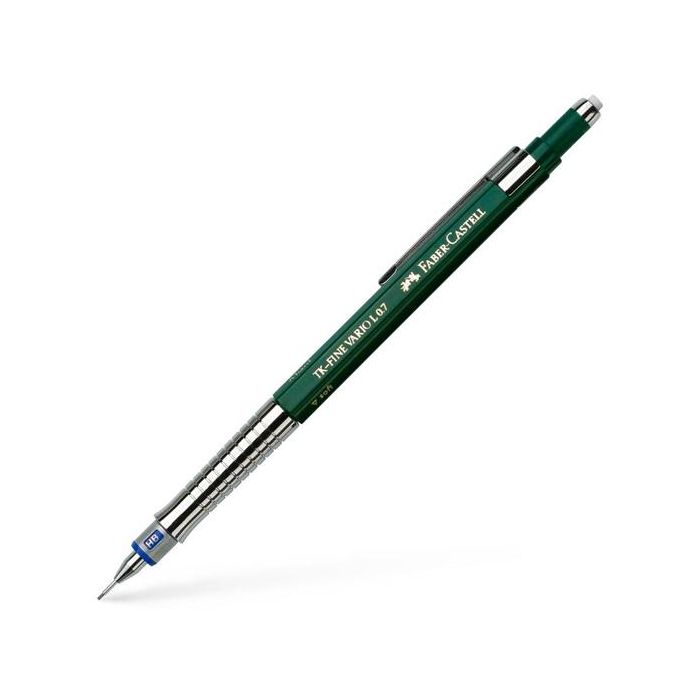 Faber Castell Portaminas Tk-Fine Vario L 0,7 mm Clip De Metal Y Goma De Borrar Verde