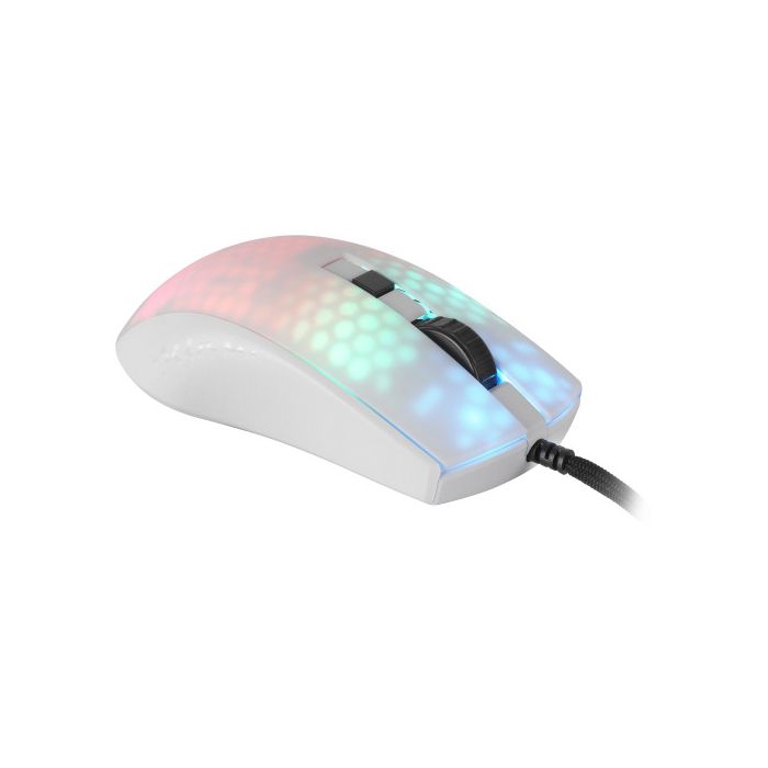 Mars Gaming MMRW Blanco, Ratón Gaming RGB Chroma Estructura Translúcida Ultra-ligera 58g 12800 DPI Switches Mecánicos HUANO 5