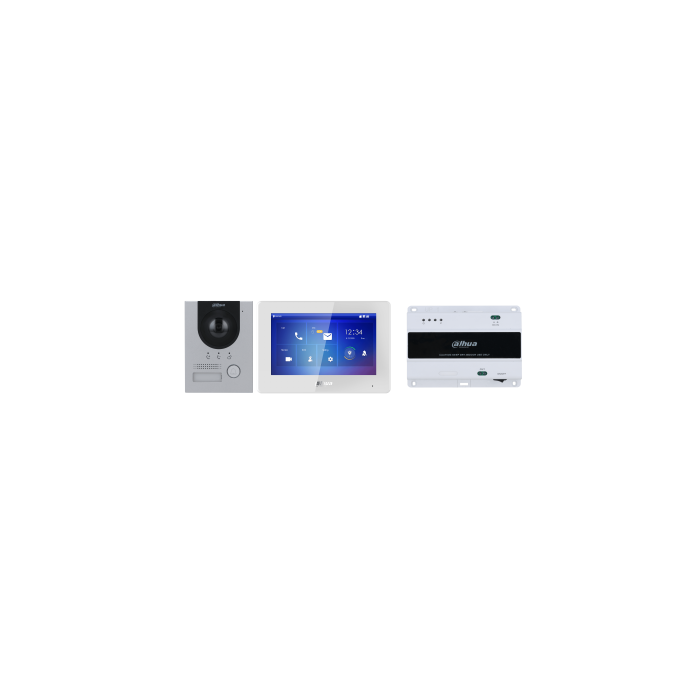 (Dhi-Ktd01L(S)) Dahua Kit de Videoportero Ip Compuesto por 1X Videoportero (Vto2202F-P-S2) 1X Monitor (Vth5422Hw) 1X Switch (Dhi-Vtns1001B-2)