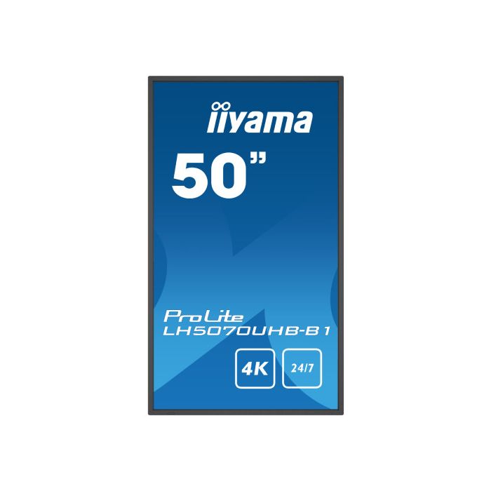 iiyama LH5070UHB-B1 pantalla de señalización Pantalla plana para señalización digital 125,7 cm (49.5") VA 700 cd / m² 4K Ultra HD Negro Procesador incorporado Android 9.0 24/7 1