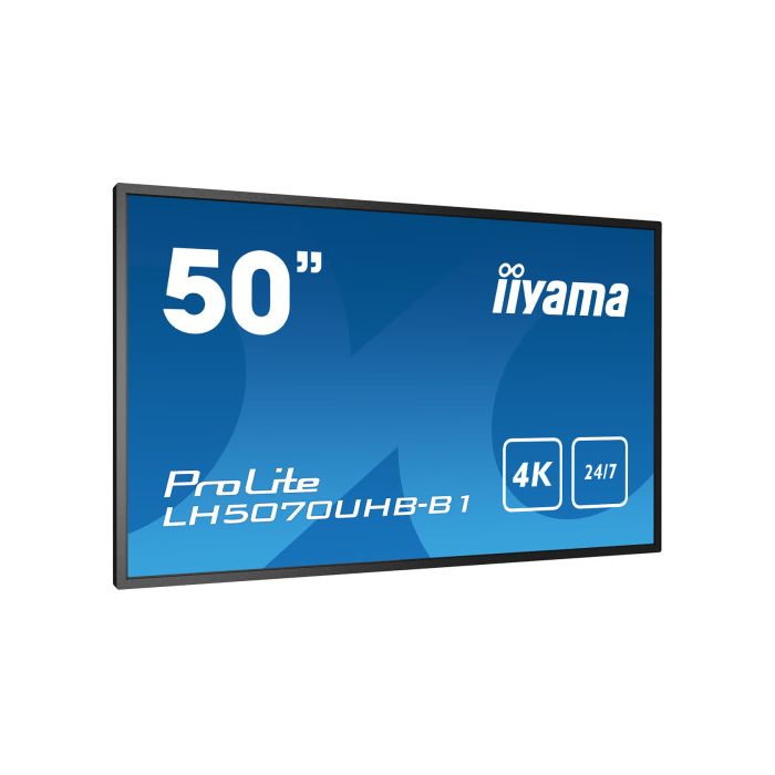 iiyama LH5070UHB-B1 pantalla de señalización Pantalla plana para señalización digital 125,7 cm (49.5") VA 700 cd / m² 4K Ultra HD Negro Procesador incorporado Android 9.0 24/7 2