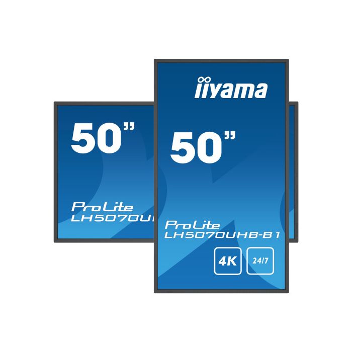 iiyama LH5070UHB-B1 pantalla de señalización Pantalla plana para señalización digital 125,7 cm (49.5") VA 700 cd / m² 4K Ultra HD Negro Procesador incorporado Android 9.0 24/7 3