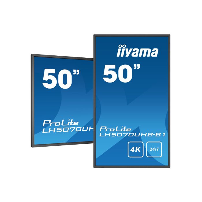 iiyama LH5070UHB-B1 pantalla de señalización Pantalla plana para señalización digital 125,7 cm (49.5") VA 700 cd / m² 4K Ultra HD Negro Procesador incorporado Android 9.0 24/7 4