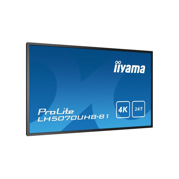 iiyama LH5070UHB-B1 pantalla de señalización Pantalla plana para señalización digital 125,7 cm (49.5") VA 700 cd / m² 4K Ultra HD Negro Procesador incorporado Android 9.0 24/7 5