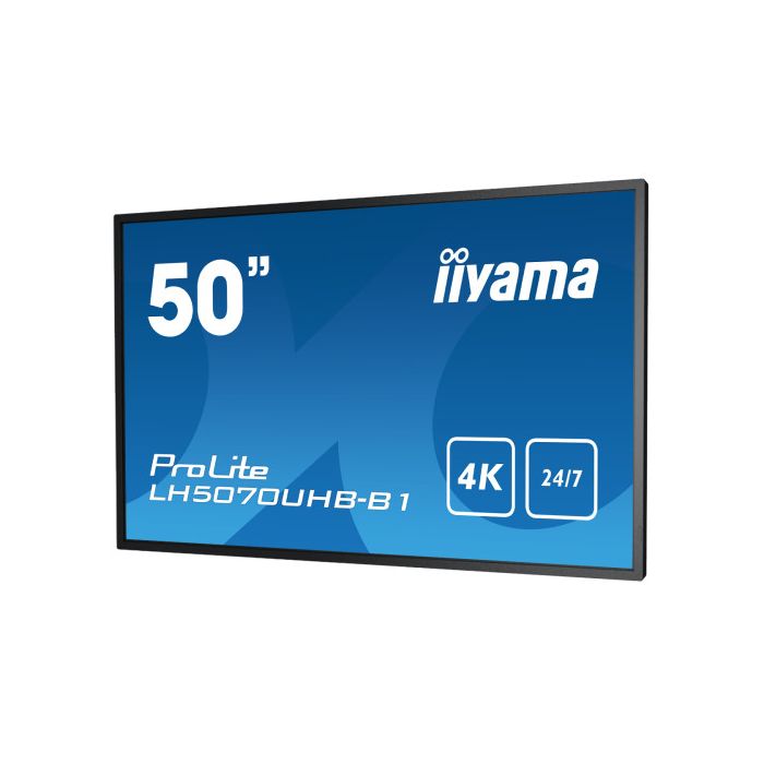 iiyama LH5070UHB-B1 pantalla de señalización Pantalla plana para señalización digital 125,7 cm (49.5") VA 700 cd / m² 4K Ultra HD Negro Procesador incorporado Android 9.0 24/7 6