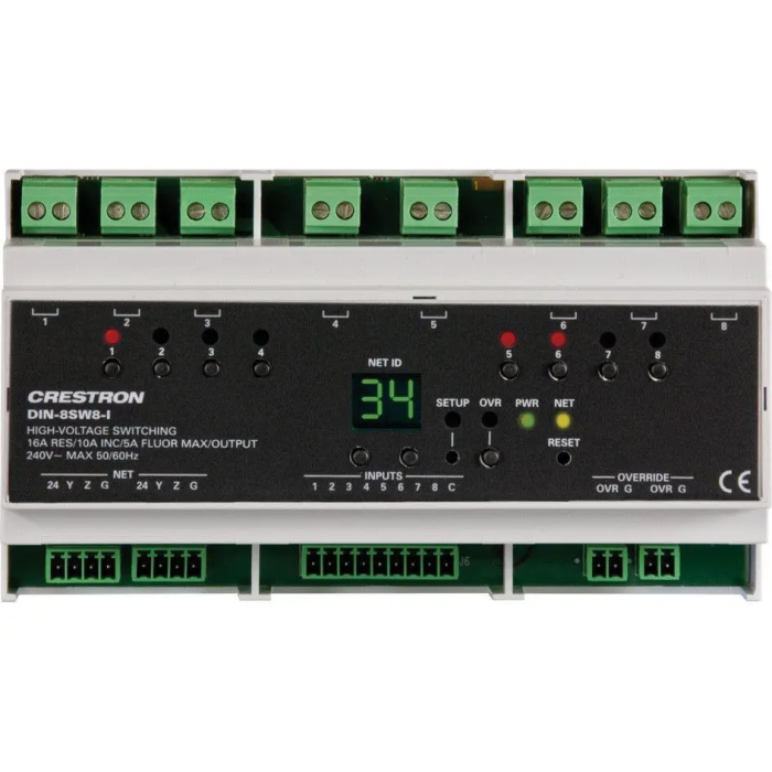 Crestron Din Rail High-Voltage Switch With Digital Inputs (Din-8Sw8-I) 6503776 1