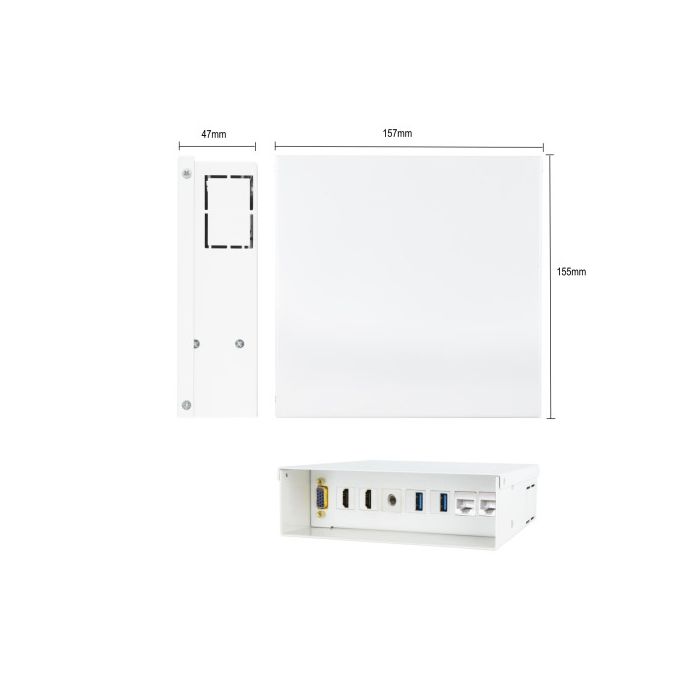 Ewent Caja de Conexiones Multimedia y Red. Vga + 2Xhdmi + Audio + 2Xusb + 2Xrj45, Blanco 2