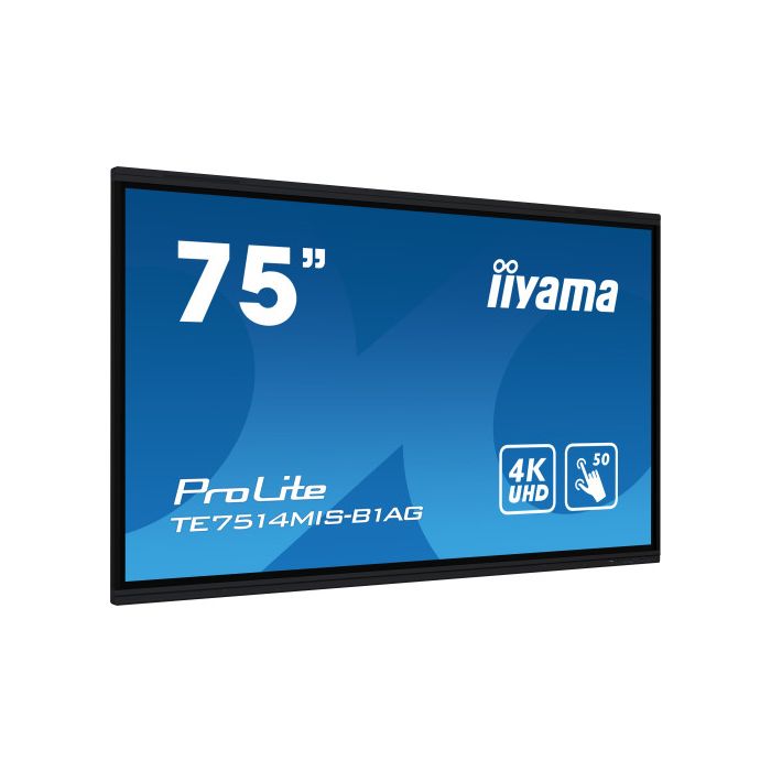 iiyama TE7514MIS-B1AG pantalla de señalización Panel plano interactivo 190,5 cm (75") LCD Wifi 435 cd / m² 4K Ultra HD Negro Pantalla táctil Procesador incorporado Android 24/7 1