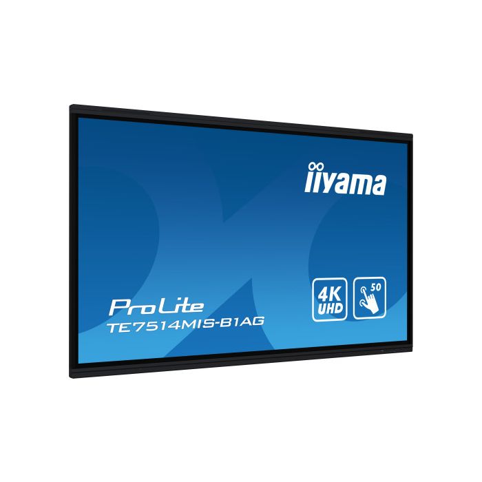 iiyama TE7514MIS-B1AG pantalla de señalización Panel plano interactivo 190,5 cm (75") LCD Wifi 435 cd / m² 4K Ultra HD Negro Pantalla táctil Procesador incorporado Android 24/7 2