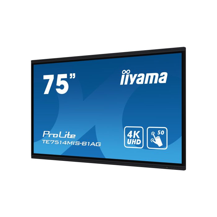 iiyama TE7514MIS-B1AG pantalla de señalización Panel plano interactivo 190,5 cm (75") LCD Wifi 435 cd / m² 4K Ultra HD Negro Pantalla táctil Procesador incorporado Android 24/7 3