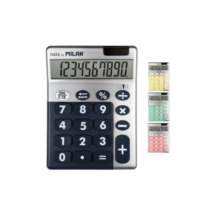Caja expositora 6 calculadoras silver 10 dígitos milan colores/modelos surtidos 5