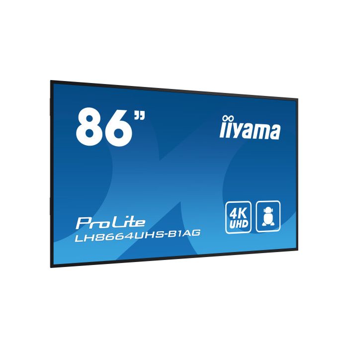 iiyama PROLITE Pizarra de caballete digital 2,18 m (86") LED Wifi 500 cd / m² 4K Ultra HD Negro Procesador incorporado Android 11 24/7 2