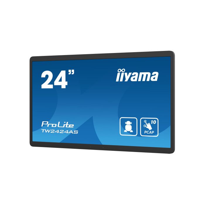 iiyama TW2424AS-B1 pantalla de señalización Pantalla plana para señalización digital 60,5 cm (23.8") Wifi 250 cd / m² 4K Ultra HD Negro Pantalla táctil Procesador incorporado Android 24/7 4