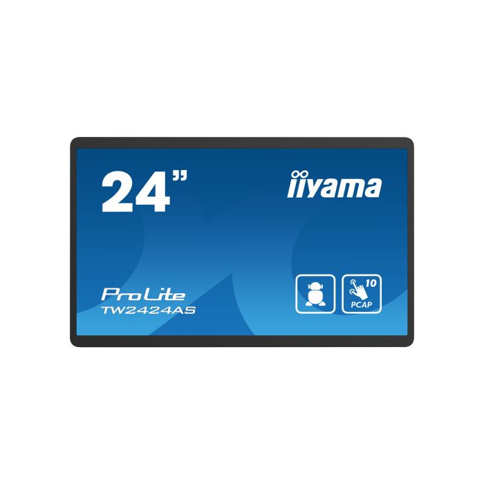 iiyama TW2424AS-B1 pantalla de señalización Pantalla plana para señalización digital 60,5 cm (23.8") Wifi 250 cd / m² 4K Ultra HD Negro Pantalla táctil Procesador incorporado Android 24/7