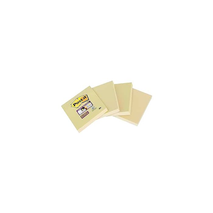 Pack 4 Blocs 45 Hojas Notas Recicladas Adhesivas 102X152Mm Super Sticky Canary Yellow con Líneas 4645-Rsscy4 Post-It 7100321347