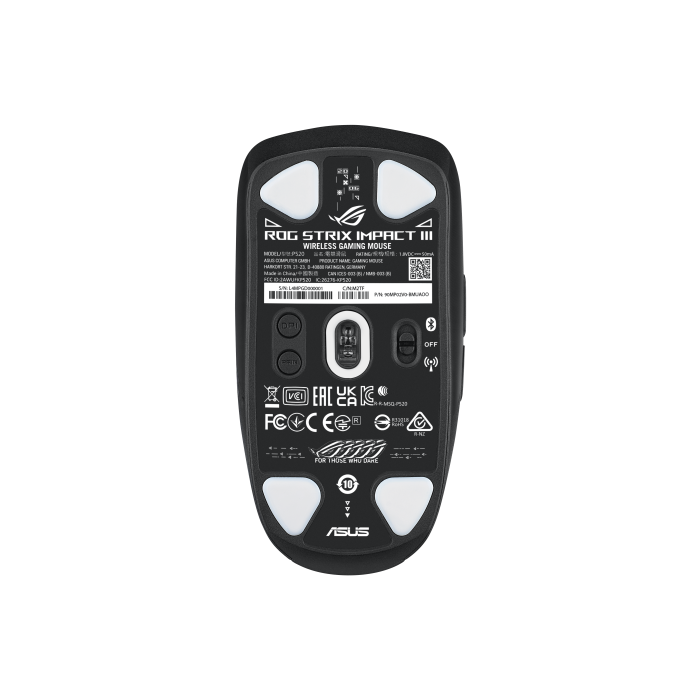 ASUS ROG Strix Impact III Wireless ratón Ambidextro RF Wireless + Bluetooth Óptico 36000 DPI 1