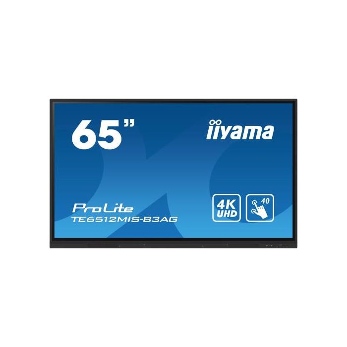 iiyama TE6512MIS-B3AG pantalla de señalización Diseño de quiosco 165,1 cm (65") LCD Wifi 400 cd / m² 4K Ultra HD Negro Pantalla táctil Procesador incorporado Android 11 24/7