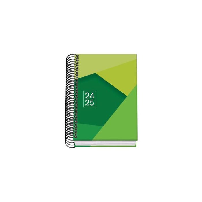 Agenda Escolar 2024-2025 Tamaño A6 Tapa Carton Forrado Día Página Tangram Basic Verde Dohe 51750