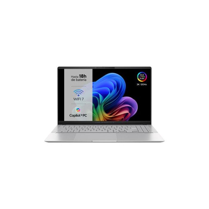 ASUS Vivobook S 15 OLED S5507QA-MA006W Copilot+ PC - Ordenador Portátil 15.6" Wide Quad HD+ 120Hz (Qualcomm Snapdragon X1E78100, 16GB RAM, 1TB SSD, Adreno GPU, Windows 11 Home) Plata Fría - Teclado QWERTY español 1