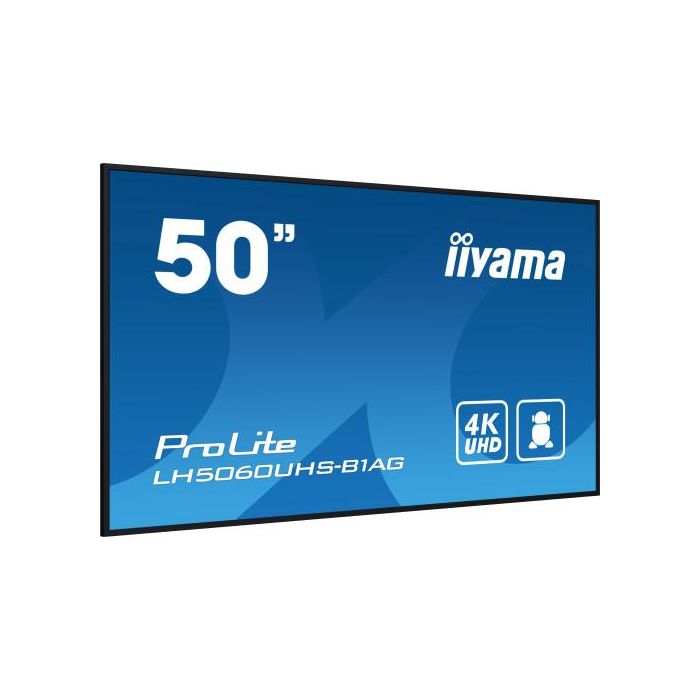 iiyama LH5060UHS-B1AG pantalla de señalización Pizarra de caballete digital 125,7 cm (49.5") LED Wifi 500 cd / m² 4K Ultra HD Negro Procesador incorporado Android 11 24/7 2