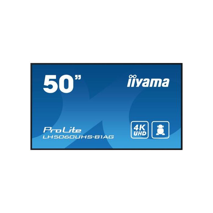 iiyama LH5060UHS-B1AG pantalla de señalización Pizarra de caballete digital 125,7 cm (49.5") LED Wifi 500 cd / m² 4K Ultra HD Negro Procesador incorporado Android 11 24/7