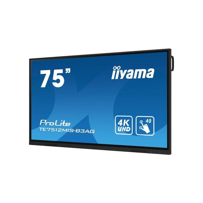 iiyama TE7512MIS-B3AG pantalla de señalización Diseño de quiosco 190,5 cm (75") LCD Wifi 400 cd / m² 4K Ultra HD Negro Pantalla táctil Procesador incorporado Android 11 24/7 3