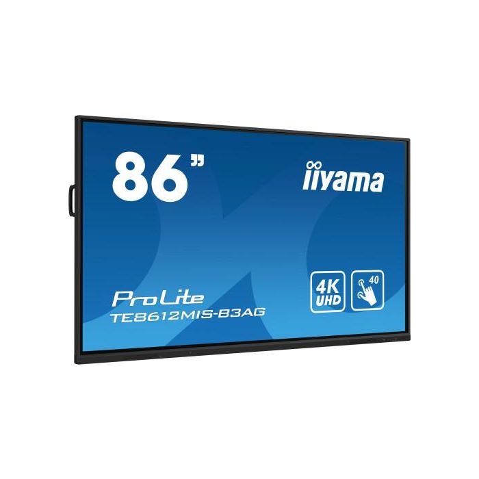 iiyama TE8612MIS-B3AG pantalla de señalización Diseño de quiosco 2,18 m (86") LCD Wifi 400 cd / m² 4K Ultra HD Negro Pantalla táctil Procesador incorporado Android 11 24/7 1