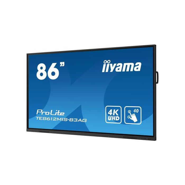 iiyama TE8612MIS-B3AG pantalla de señalización Diseño de quiosco 2,18 m (86") LCD Wifi 400 cd / m² 4K Ultra HD Negro Pantalla táctil Procesador incorporado Android 11 24/7 3