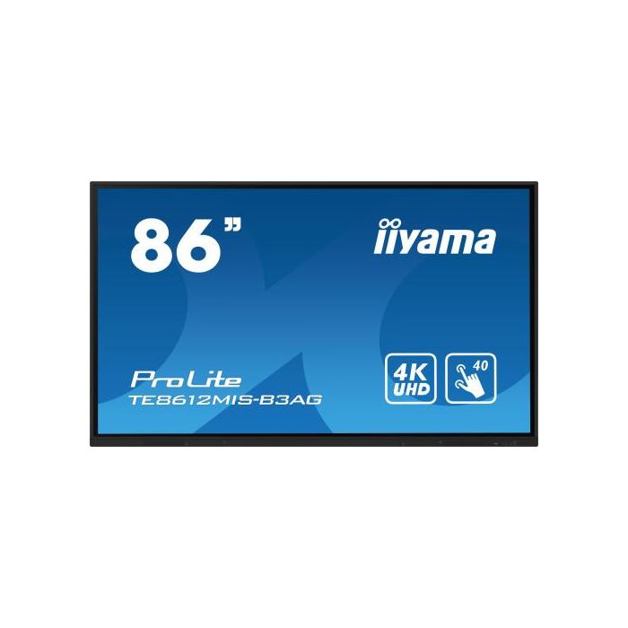 iiyama TE8612MIS-B3AG pantalla de señalización Diseño de quiosco 2,18 m (86") LCD Wifi 400 cd / m² 4K Ultra HD Negro Pantalla táctil Procesador incorporado Android 11 24/7