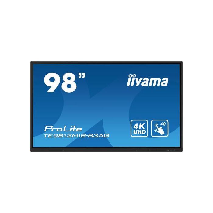 iiyama TE9812MIS-B3AG pantalla de señalización Diseño de quiosco 2,49 m (98") LCD Wifi 400 cd / m² 4K Ultra HD Negro Pantalla táctil Procesador incorporado Android 11 24/7 1