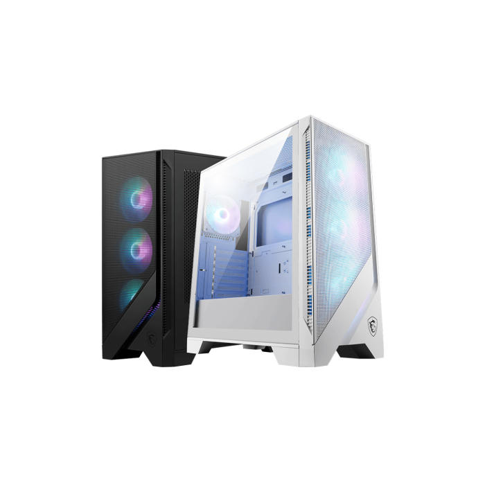 CAJA MSI MAG FORGE 320R AIRFLOW WHITE,1x2.5"+2x2.5”/3.5”,3x120MM+1x120MM (ARGB),2xUSB3.2,+AUDIO+MICRO,RGB,MID-TOWER(BLANCO)