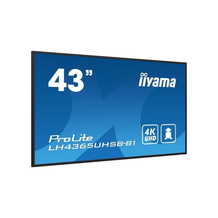 iiyama LH4365UHSB-B1 pantalla de señalización Diseño de quiosco 108 cm (42.5") LED Wifi 800 cd / m² 4K Ultra HD Negro Procesador incorporado Android 11 24/7 2