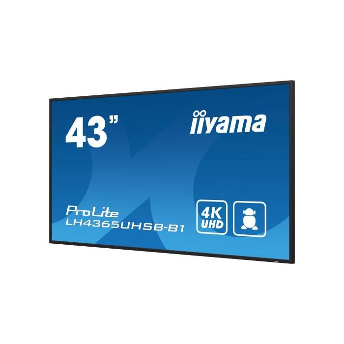 iiyama LH4365UHSB-B1 pantalla de señalización Diseño de quiosco 108 cm (42.5") LED Wifi 800 cd / m² 4K Ultra HD Negro Procesador incorporado Android 11 24/7 6