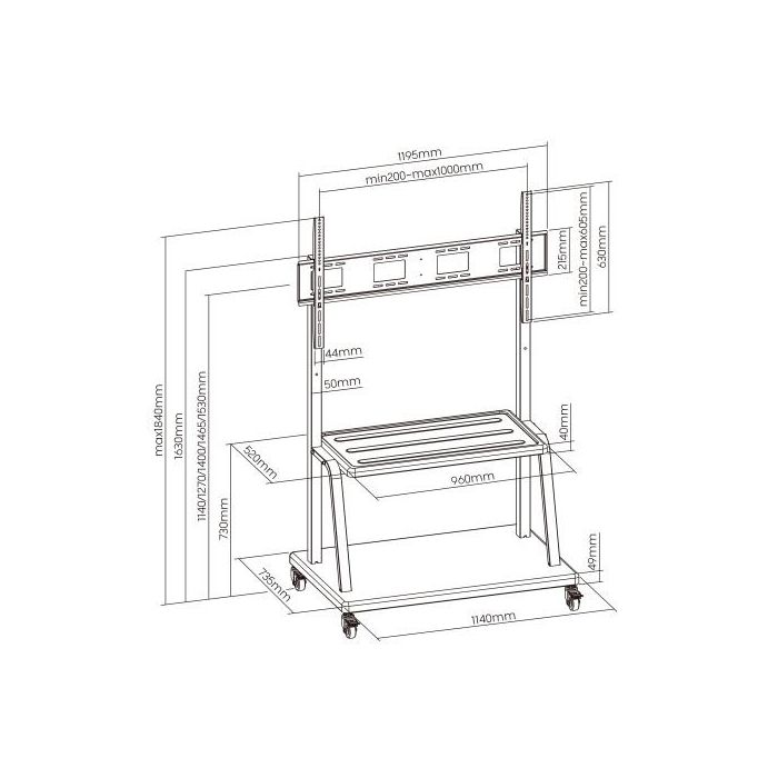 Ewent EW1541 soporte para pantalla de señalización 3,05 m (120") Negro 2