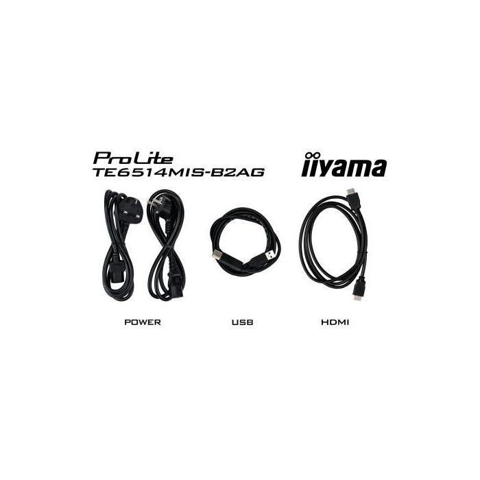 iiyama PROLITE TE6514MIS-B2AG Pantalla plana para señalización digital 165,1 cm (65") LCD Wifi 435 cd / m² 4K Ultra HD Negro Pantalla táctil Procesador incorporado Android 24/7 18