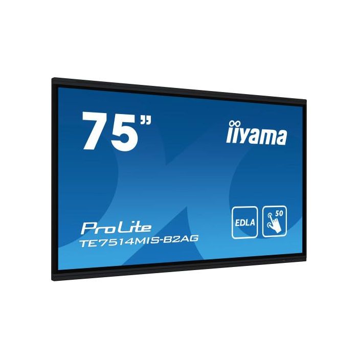 iiyama PROLITE TE7514MIS-B2AG Pantalla plana para señalización digital 190,5 cm (75") LCD Wifi 435 cd / m² 4K Ultra HD Negro Pantalla táctil Procesador incorporado Android 24/7 1