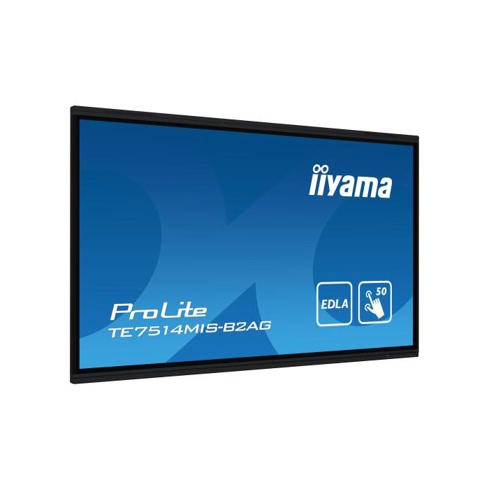 iiyama PROLITE TE7514MIS-B2AG Pantalla plana para señalización digital 190,5 cm (75") LCD Wifi 435 cd / m² 4K Ultra HD Negro Pantalla táctil Procesador incorporado Android 24/7 2