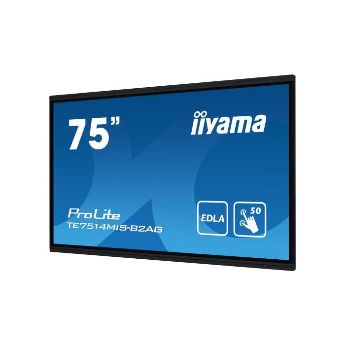 iiyama PROLITE TE7514MIS-B2AG Pantalla plana para señalización digital 190,5 cm (75") LCD Wifi 435 cd / m² 4K Ultra HD Negro Pantalla táctil Procesador incorporado Android 24/7 3